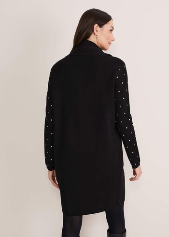 Phase Eight Paloma Stud Sleeve Coats Black Australia | FI6790831